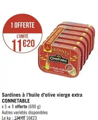 Géant Casino Connetable sardines à l’huile d’olive vierge extra offre