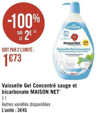 Géant Casino Maison net vaisselle gel concentré sauge et bicarbonate* offre