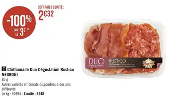Géant Casino Negroni chiffonnade duo dégustation rustico offre