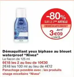 Monop' Démaquillant yeux biphase au bleuet waterproof nivea offre