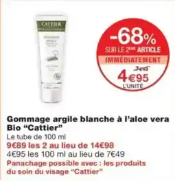 Monop' Gommage argile blanche à l'aloe vera bio cattier offre