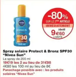 Monop' Spray solaire protect & bronz spf30 nivea sun offre