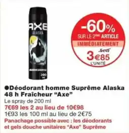 Monop' Déodorant homme suprême alaska 48 h fraîcheur axe offre