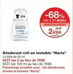 Monop' Déodorant roll-on invisible narta offre