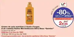 Monop' Crème de soin nutrition à l'huile d'argan & de camélia huiles merveilleuses ultra doux garnier offre