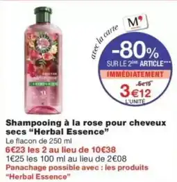 Monop' Shampooing à la rose pour cheveux secs herbal essence offre