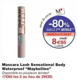 Monop' Mascara lash sensational body waterproof maybelline offre