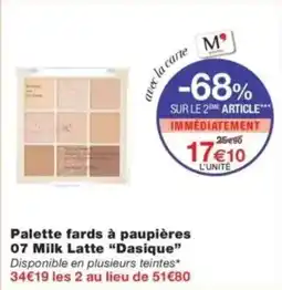 Monop' Palette fards à paupières 07 milk latte dasique offre