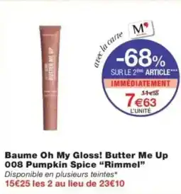 Monop' Baume oh my gloss! butter me up 008 pumpkin spice rimmel offre
