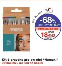 Monop' Kit 6 crayons arc-en-ciel namaki offre