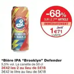 Monop' Bière ipa brooklyn defender offre