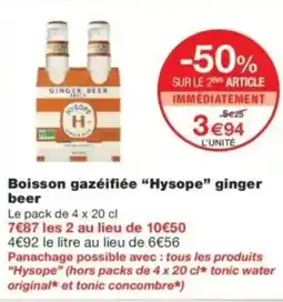 Monop' Boisson gazeifiée hysope ginger beer offre