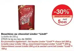 Monop' Bouchées au chocolat lindor lindt offre