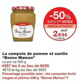 Monop' La compote de pomme et vanille bonne maman offre