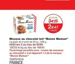 Monop' Mousse au chocolat lait Bonne Maman offre