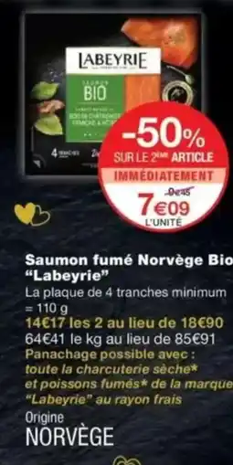 Monop' Saumon fumé norvège bio labeyrie offre