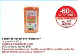 Monop' Lentilles corail bio sabarot offre