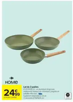 Carrefour Market Lot de 3 poêles offre