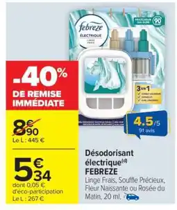 Carrefour Market Désodorisant électrique(d) FEBREZE offre