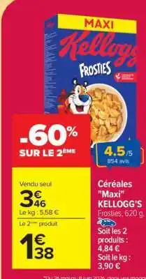 Carrefour Market Céréales Maxi KELLOGG'S Frosties, 620 g offre