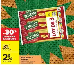 Carrefour Pâtes Lot de 3 PANZANI offre