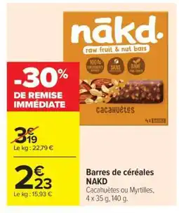 Carrefour Barres de céréales NAKD offre