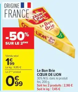 Carrefour Le Bon Brie Coeur De Lion offre