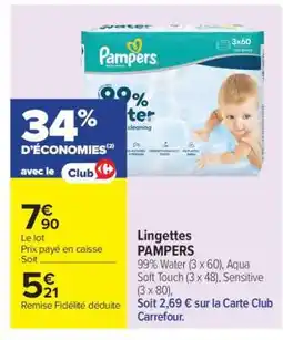 Carrefour Lingettes Pampers offre