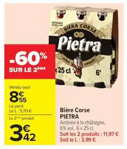 Carrefour Bière Corse PIETRA offre