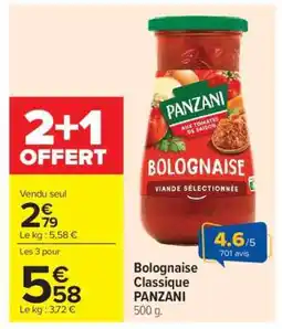 Carrefour Bolognaise Classique PANZANI offre