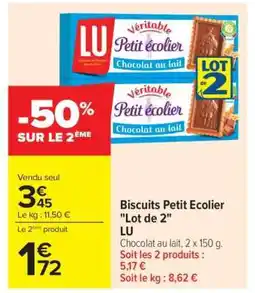 Carrefour Biscuits Petit Ecolier Lot de 2 offre