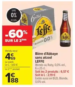 Carrefour Bière d'Abbaye sans alcool LEFFE offre