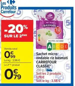 Carrefour Sachet micro-ondable riz basmati CARREFOUR CLASSIC' offre
