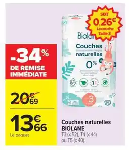 Carrefour Couches Naturelles BIOLANE offre