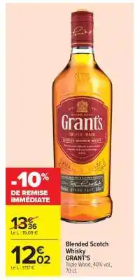Carrefour Blended Scotch Whisky Grant's offre