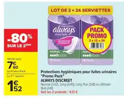 Carrefour ALWAYS DISCREET Promo Pack offre
