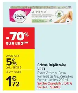 Carrefour CRÈME DÉPILATOIRE “VEET” offre