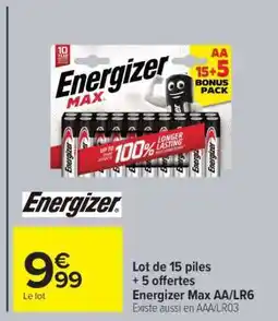 Carrefour Energizer Max AA/LR6 offre