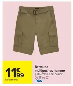 Carrefour Bermuda multipoches homme offre