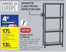 Carrefour Étagère résine 4 tablettes offre