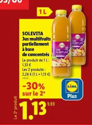 SOLEVITA Jus multifruits partiellement à base de concentrés