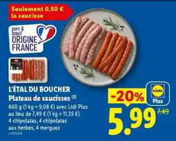 Lidl L'ÉTAL DU BOUCHER Plateau de saucisses offre