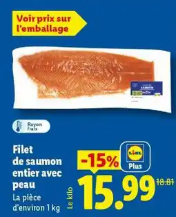 Lidl Filet de saumon entier avec peau offre
