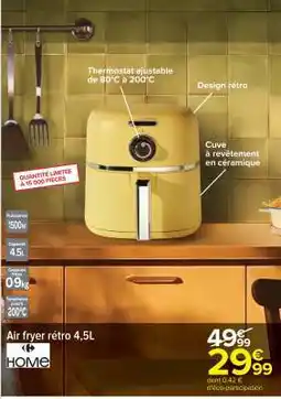 Carrefour Air fryer rétro 4,5L offre