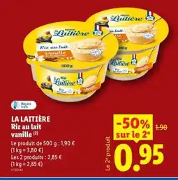 Lidl La Laitière riz au lait vanille offre