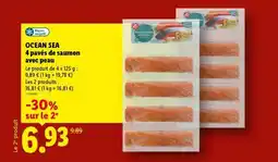 Lidl OCEAN SEA 4 pavés de saumon avec peau offre