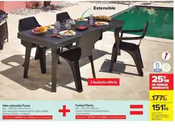 Carrefour Table extensible Parma + Fauteuil Parma offre