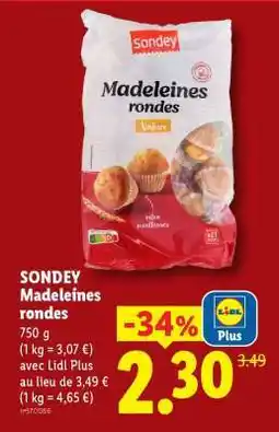 Lidl SONDEY Madeleines rondes offre