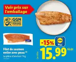 Lidl Filet de saumon entier avec peau offre