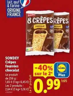 Lidl SONDEY Crêpes fourrées chocolat offre